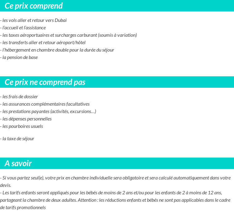 Conditions tarifaires