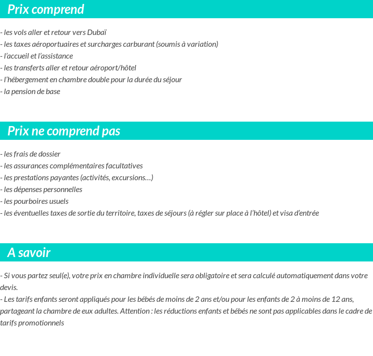 Conditions tarifaires