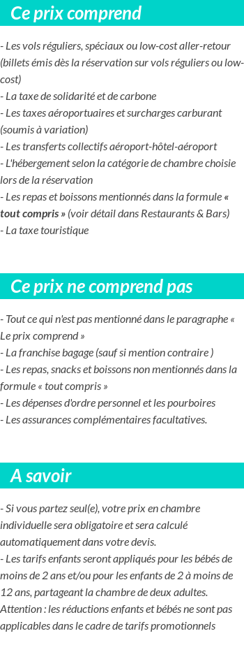 Conditions tarifaires