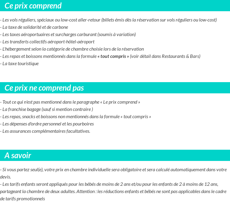Conditions tarifaires