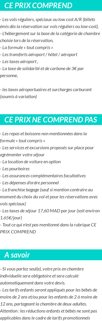Conditions tarifaires