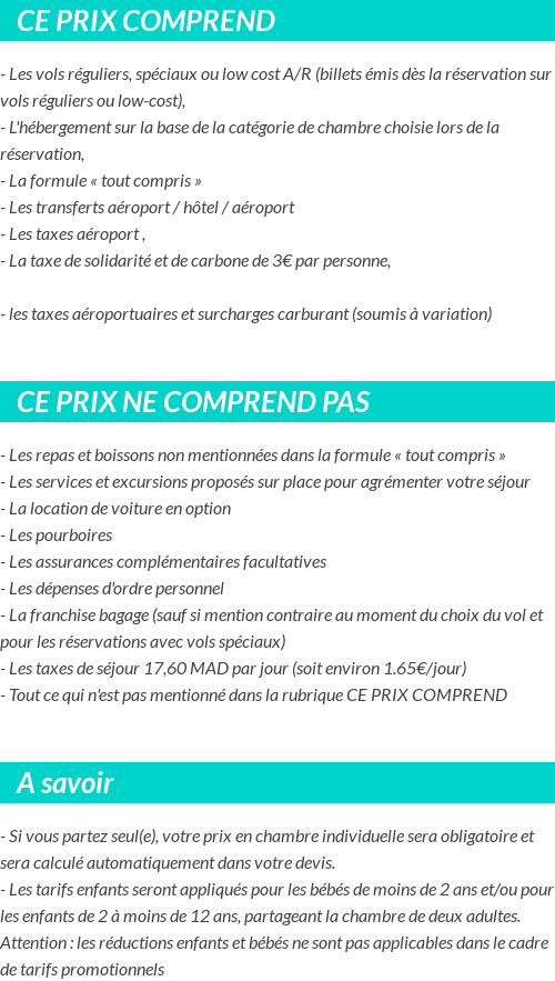 Conditions tarifaires