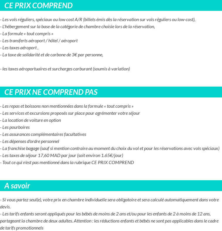 Conditions tarifaires