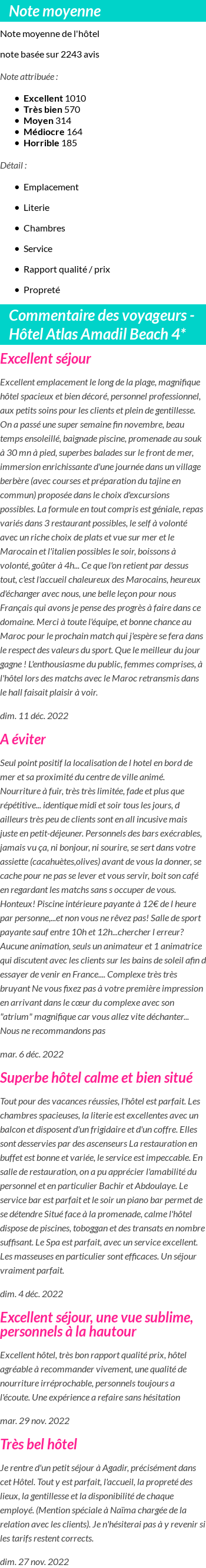 Avis clients