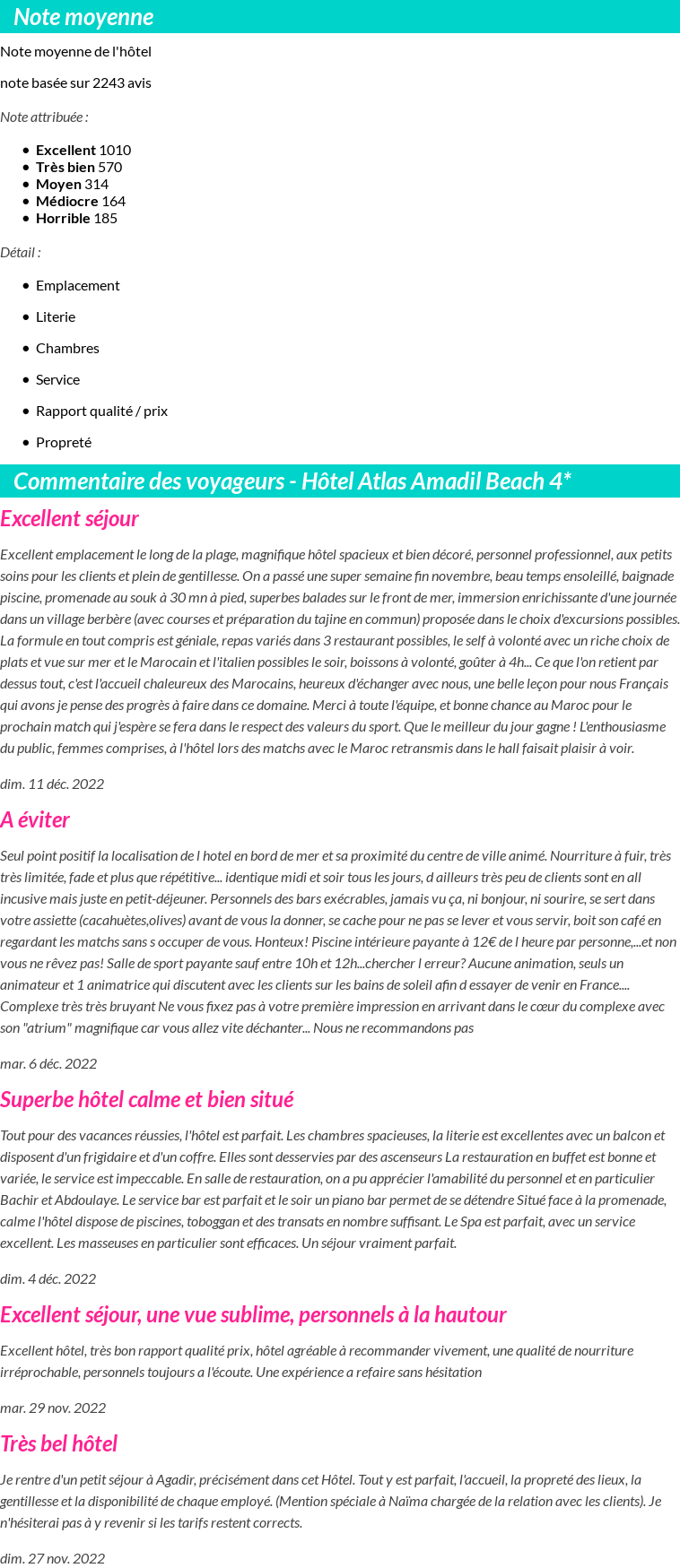 Avis clients