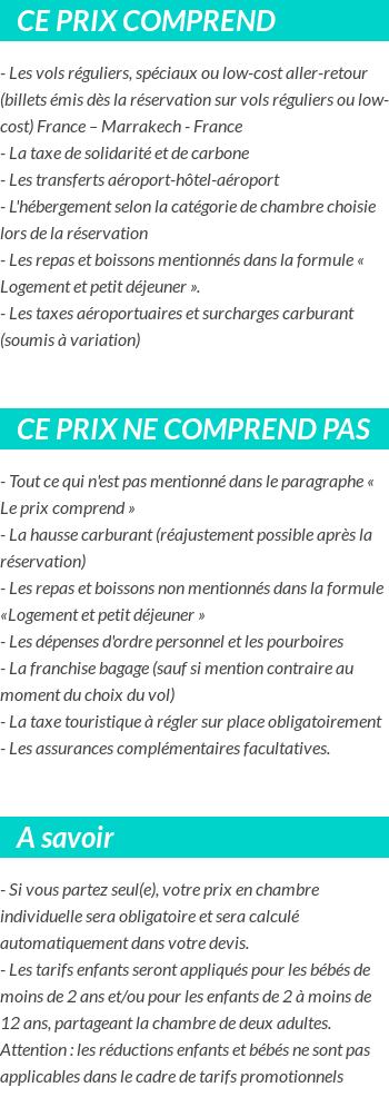 Conditions tarifaires