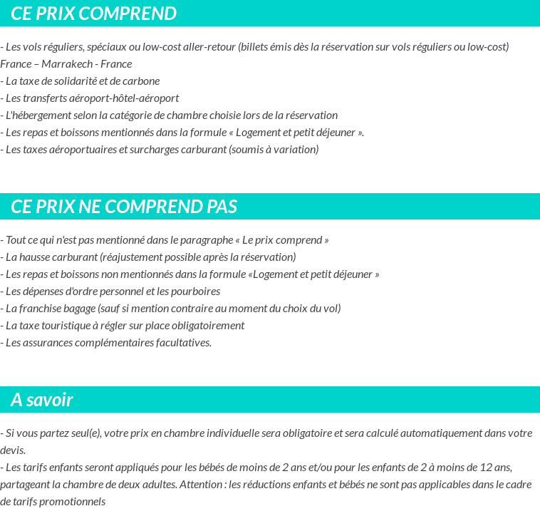 Conditions tarifaires