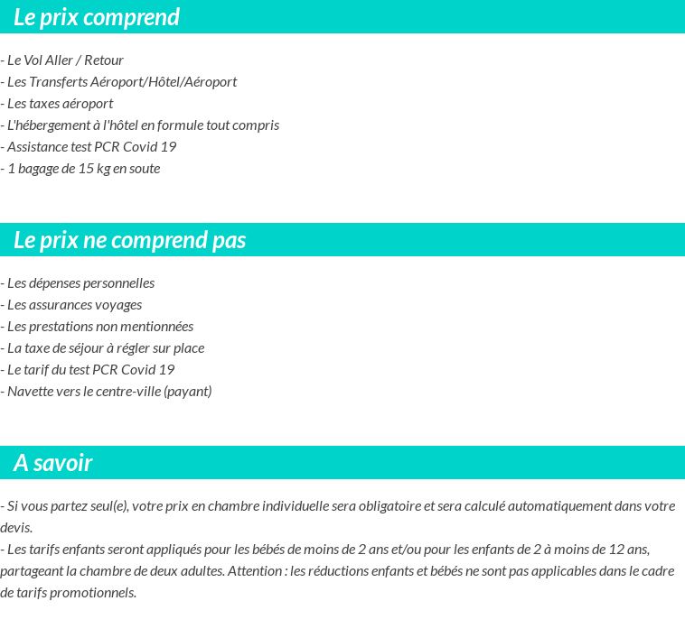 Conditions tarifaires