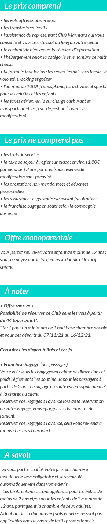 Conditions tarifaires