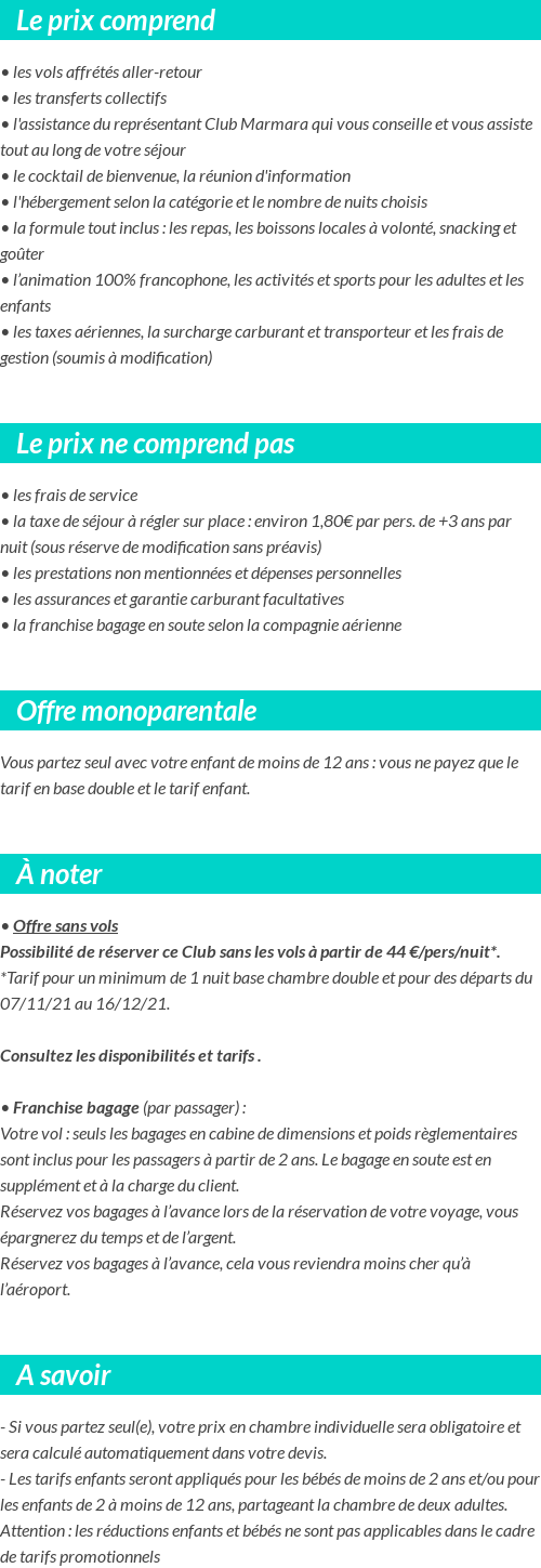 Conditions tarifaires