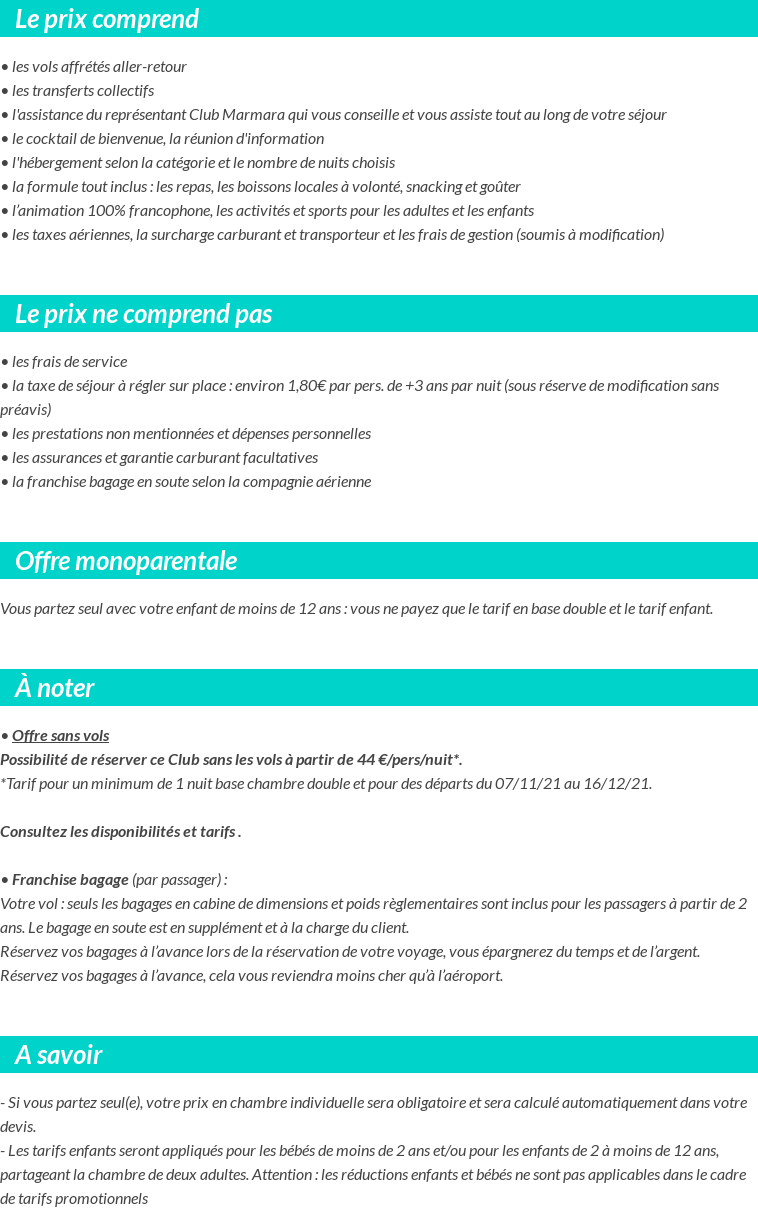 Conditions tarifaires