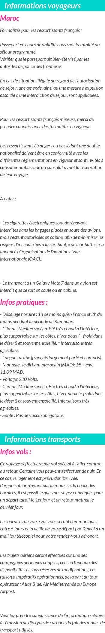 Formalités et infos voyageurs