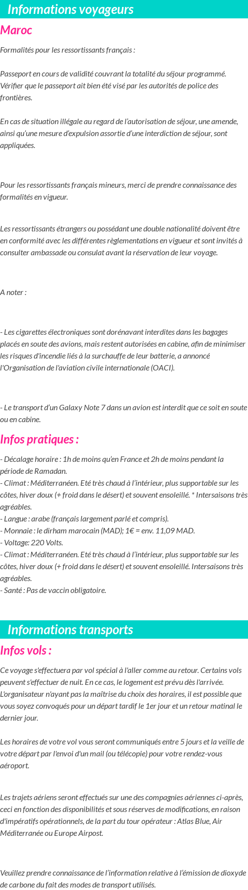 Formalités et infos voyageurs
