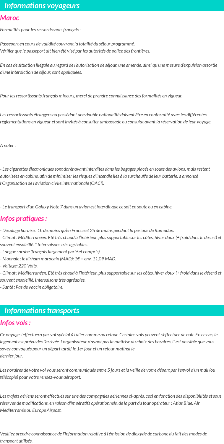 Formalités et infos voyageurs