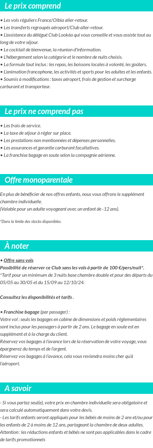 Conditions tarifaires