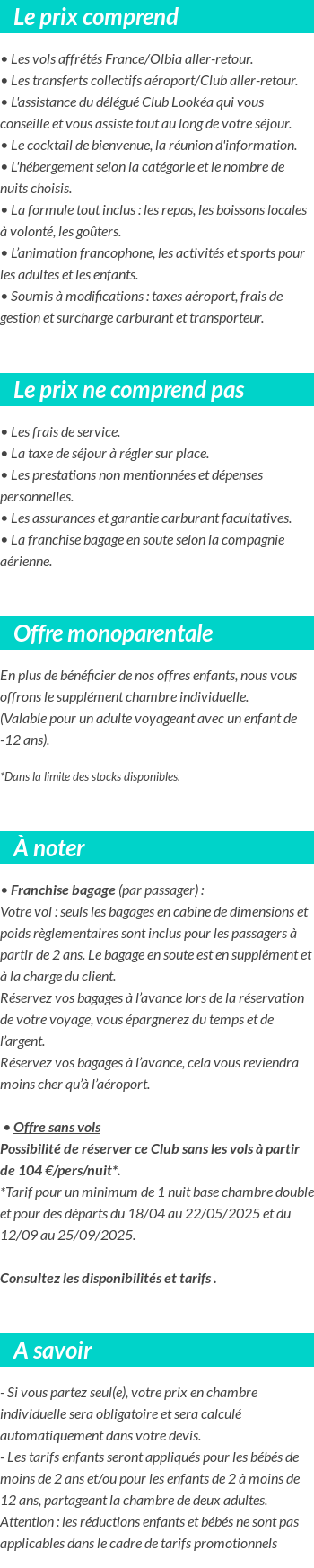 Conditions tarifaires