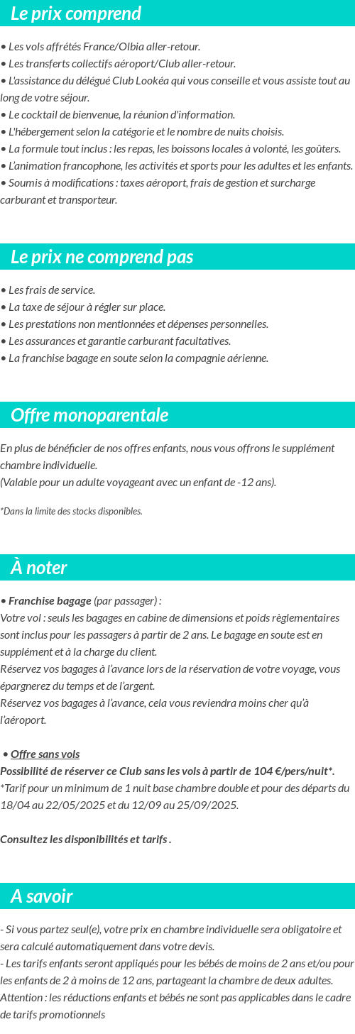 Conditions tarifaires