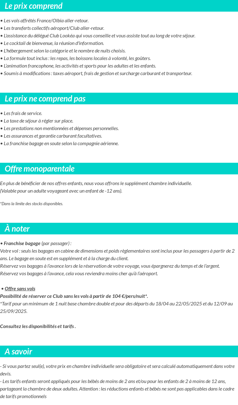Conditions tarifaires