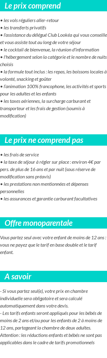 Conditions tarifaires
