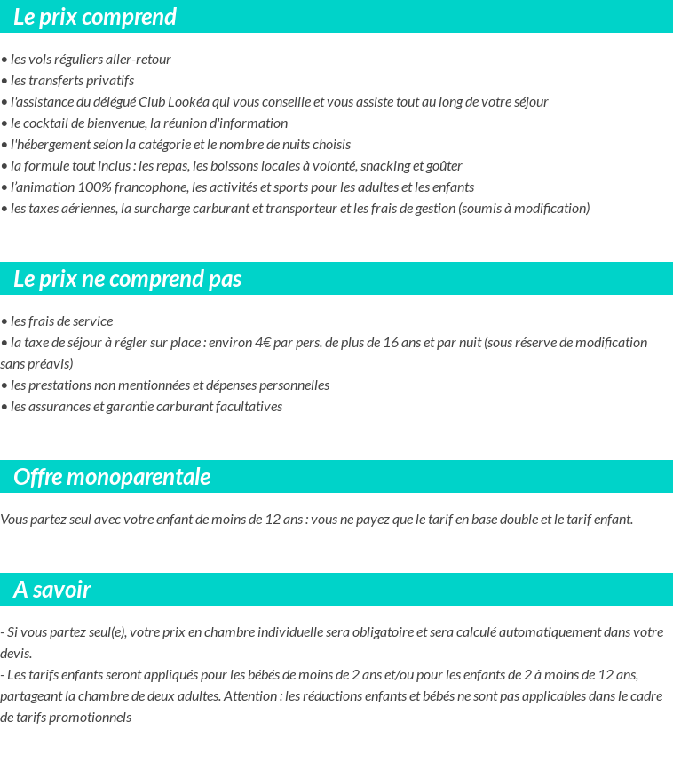 Conditions tarifaires
