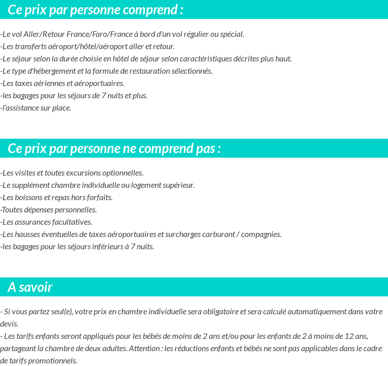 Conditions tarifaires