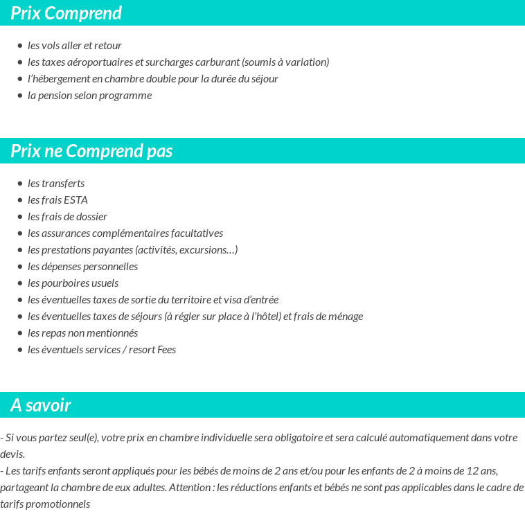 Conditions tarifaires