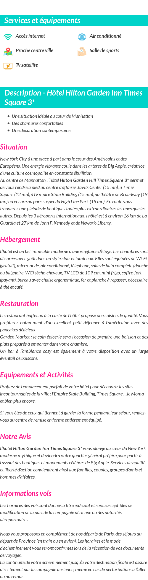 Détails du séjour