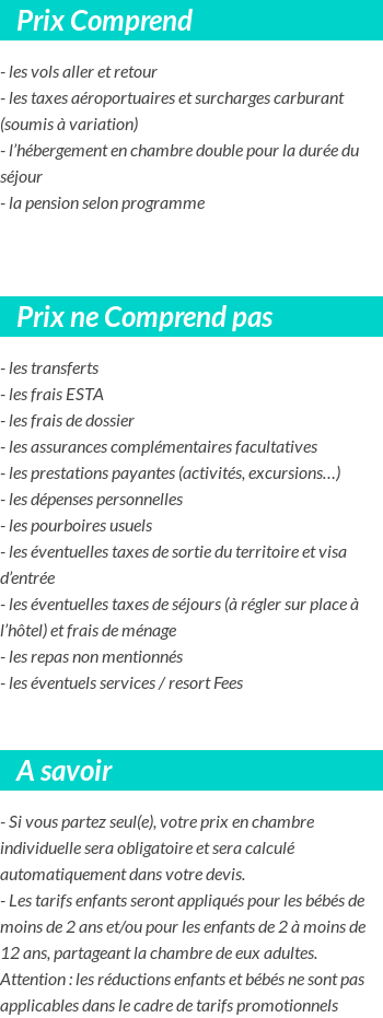 Conditions tarifaires