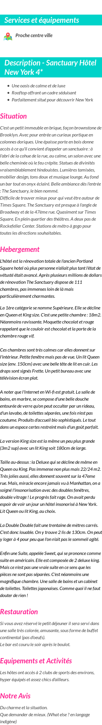 Détails du séjour