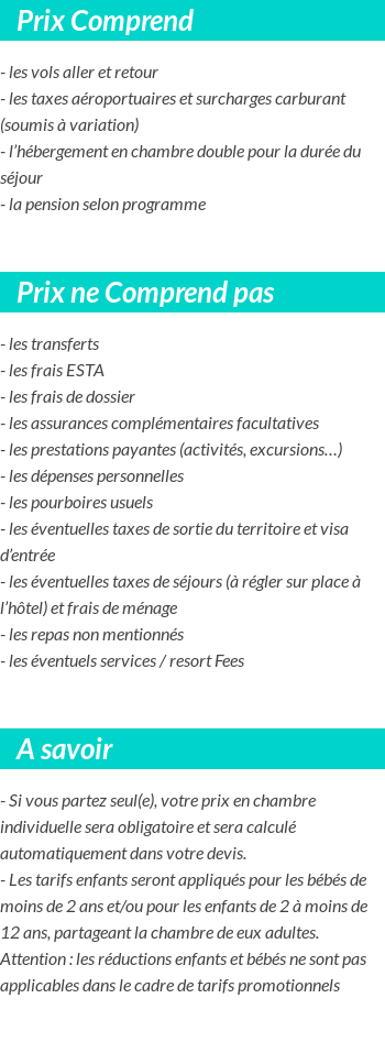 Conditions tarifaires