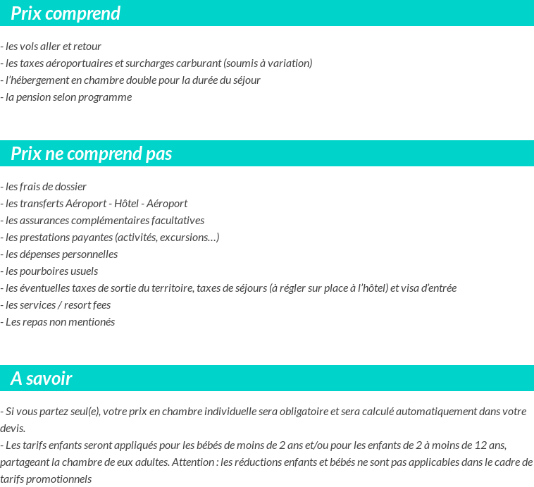 Conditions tarifaires