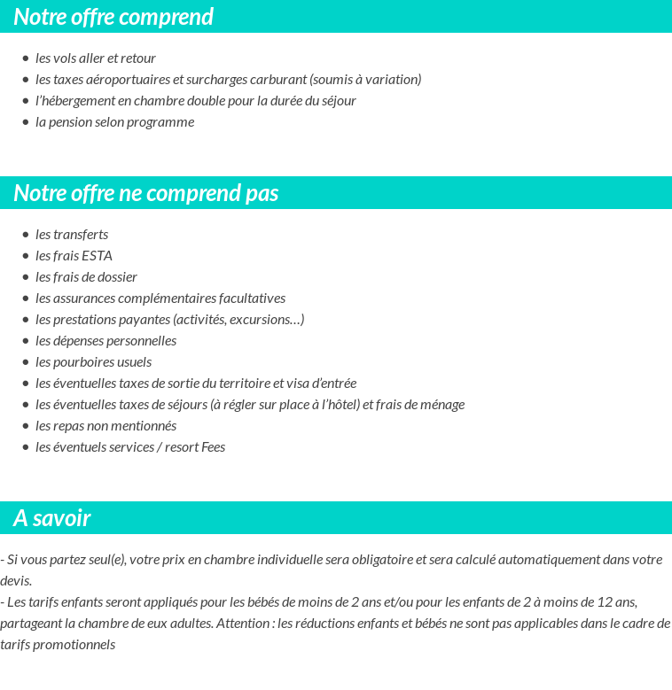 Conditions tarifaires