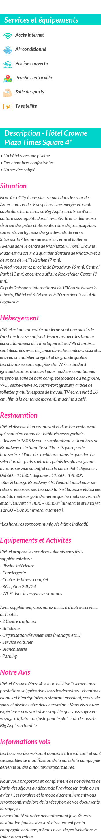 Détails du séjour