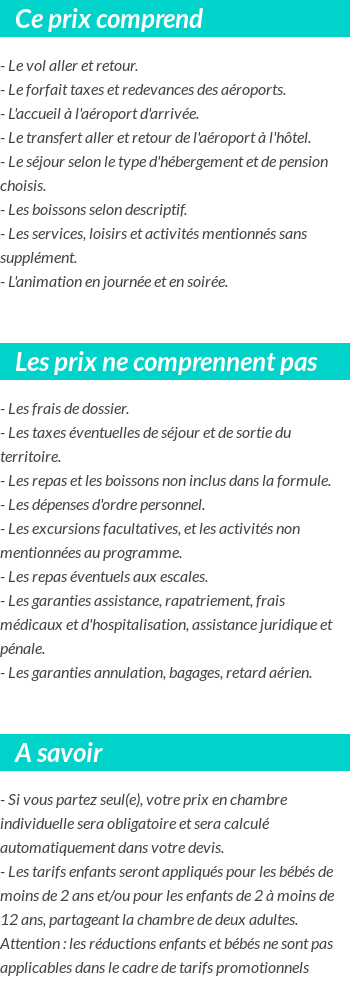 Conditions tarifaires