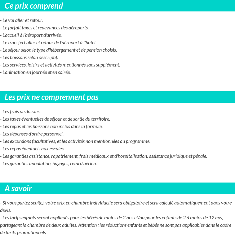 Conditions tarifaires