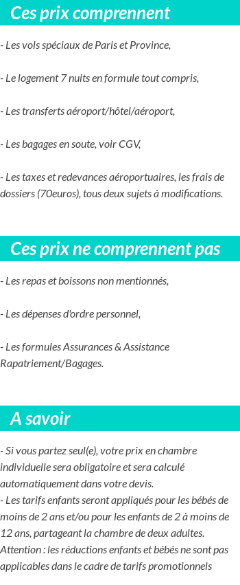 Conditions tarifaires