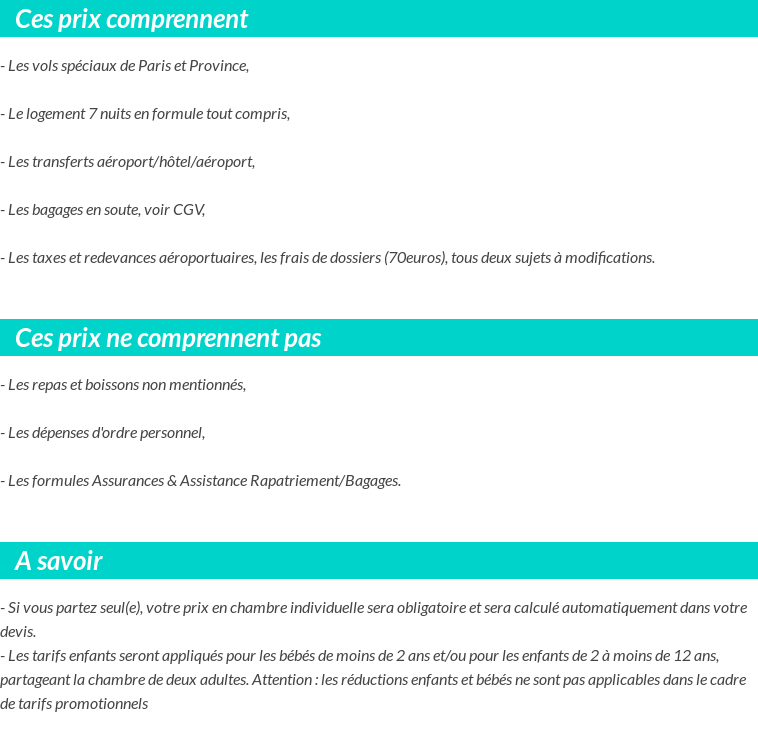 Conditions tarifaires
