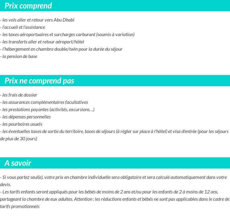 Conditions tarifaires