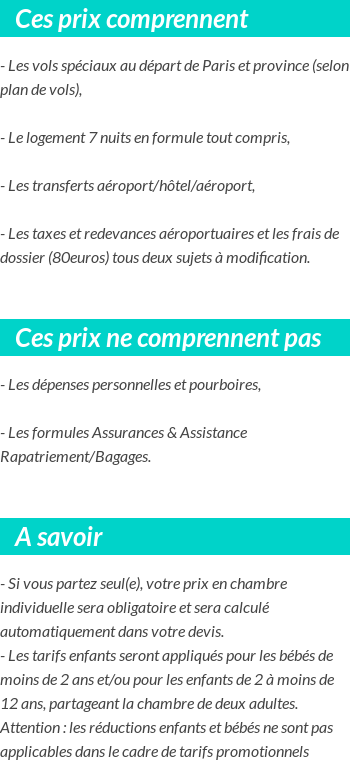 Conditions tarifaires