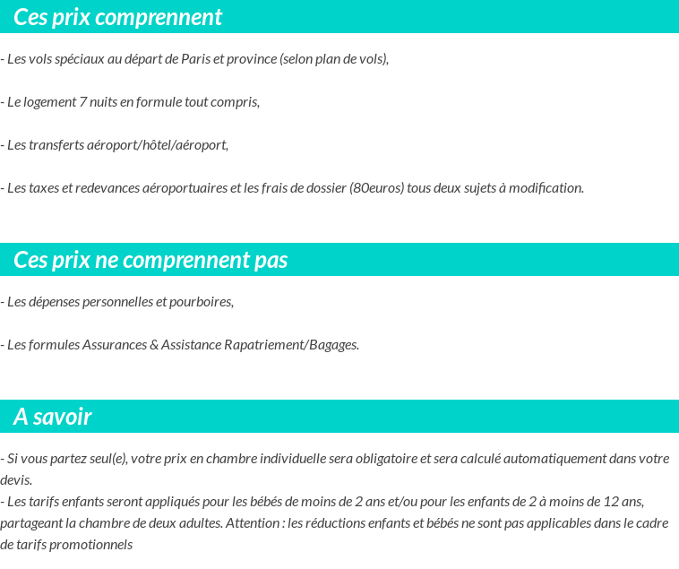 Conditions tarifaires
