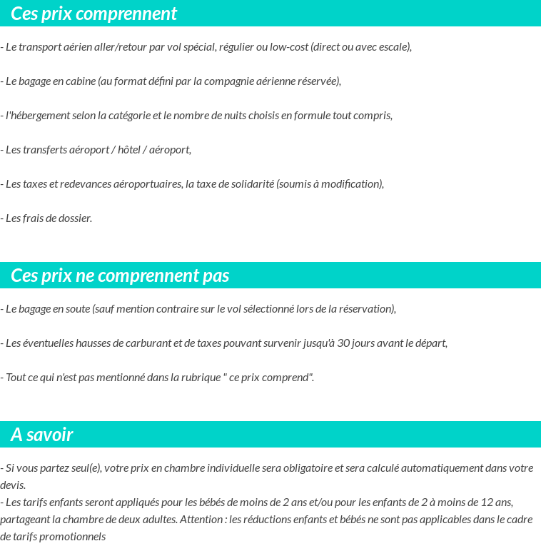 Conditions tarifaires