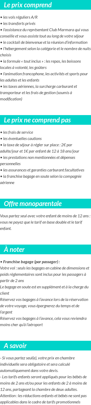 Conditions tarifaires