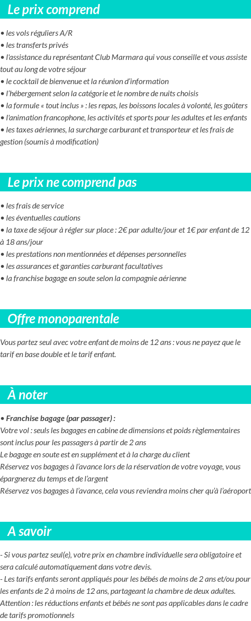 Conditions tarifaires