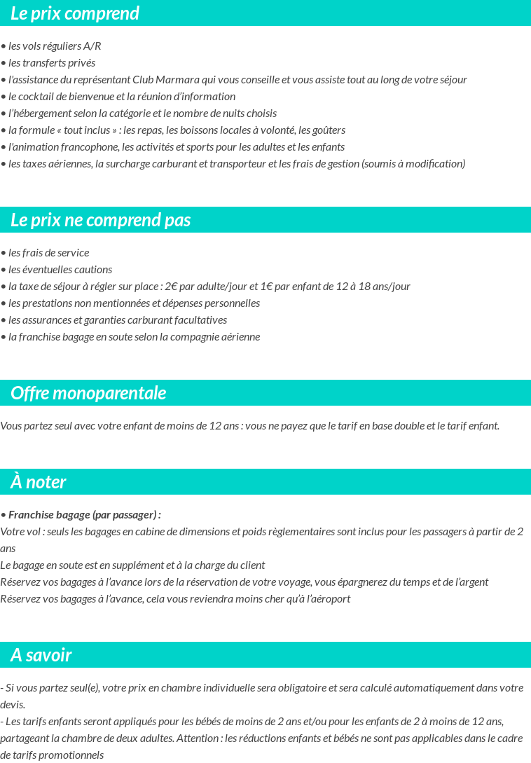 Conditions tarifaires