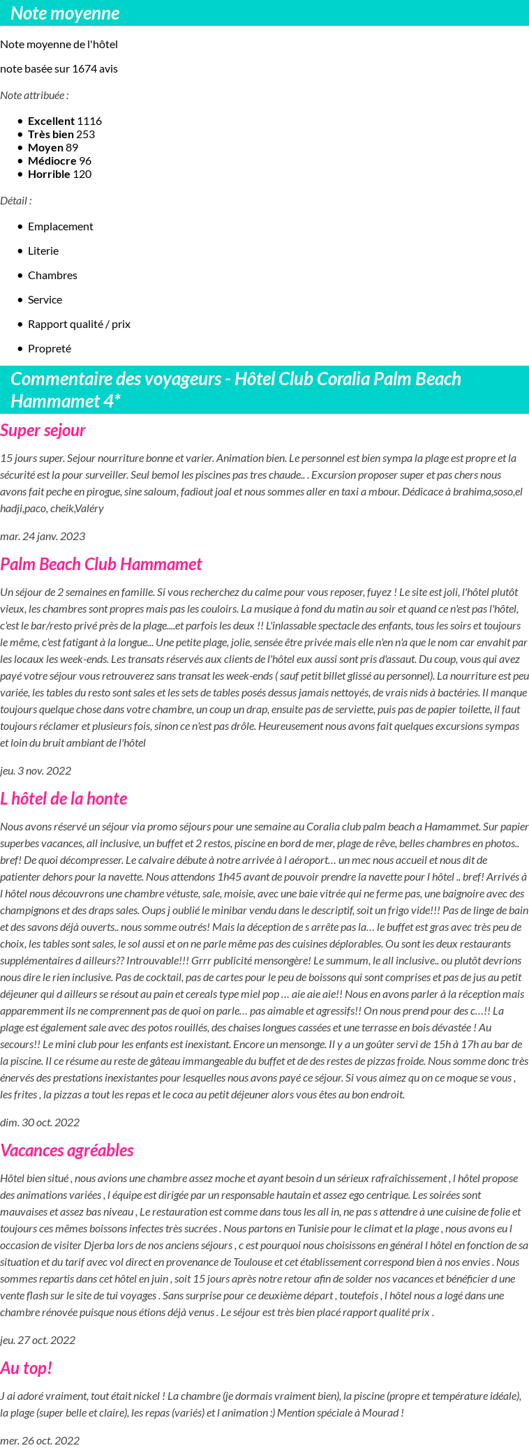 Avis clients