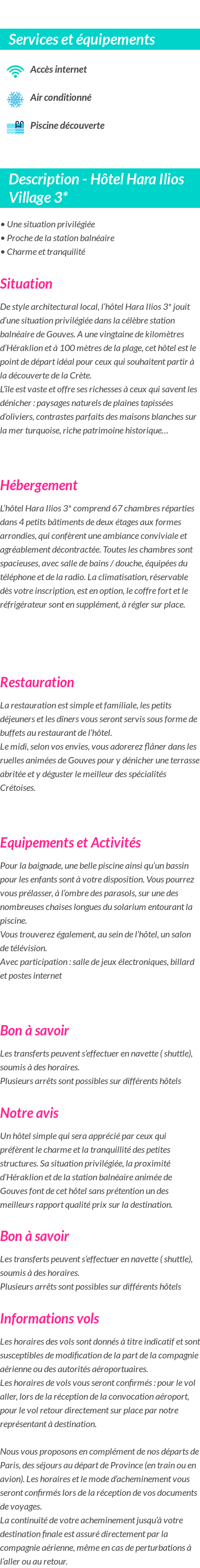 Détails du séjour
