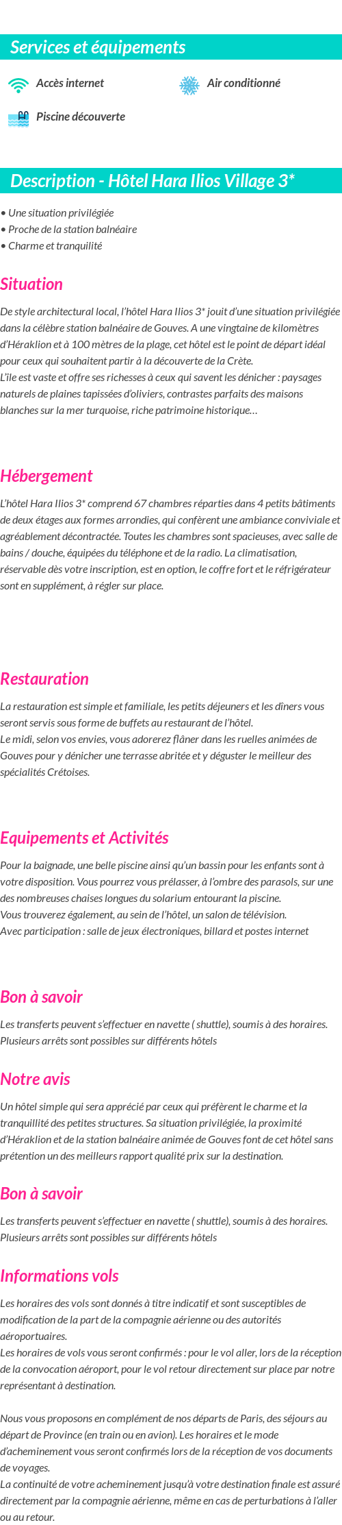 Détails du séjour