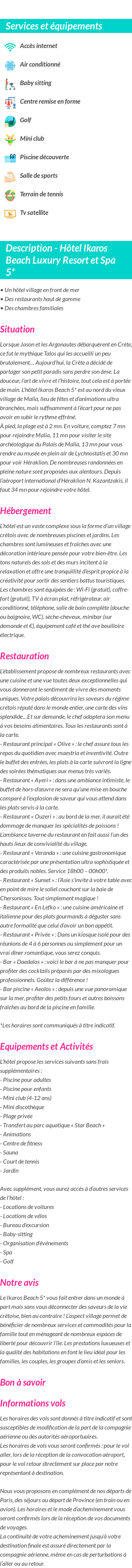 Détails du séjour