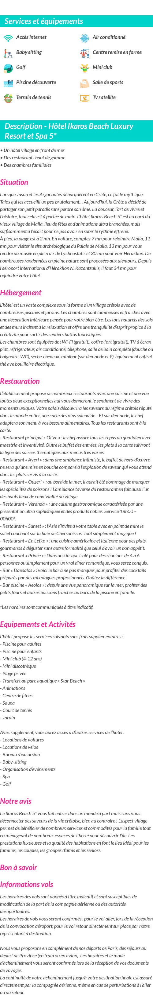Détails du séjour