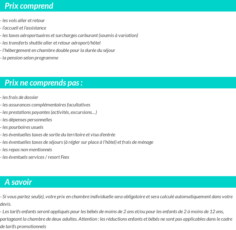 Conditions tarifaires